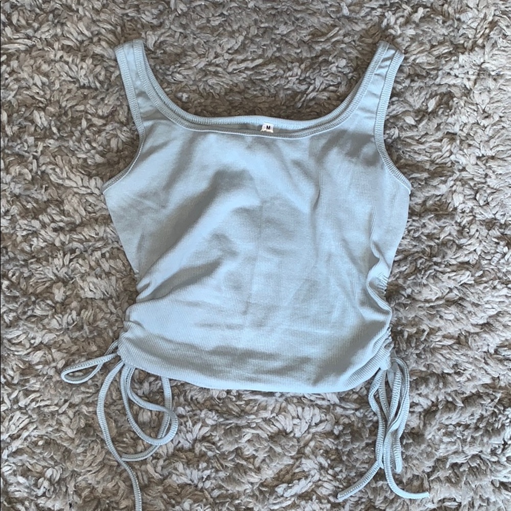 RUCHED BLUE CROP TOP